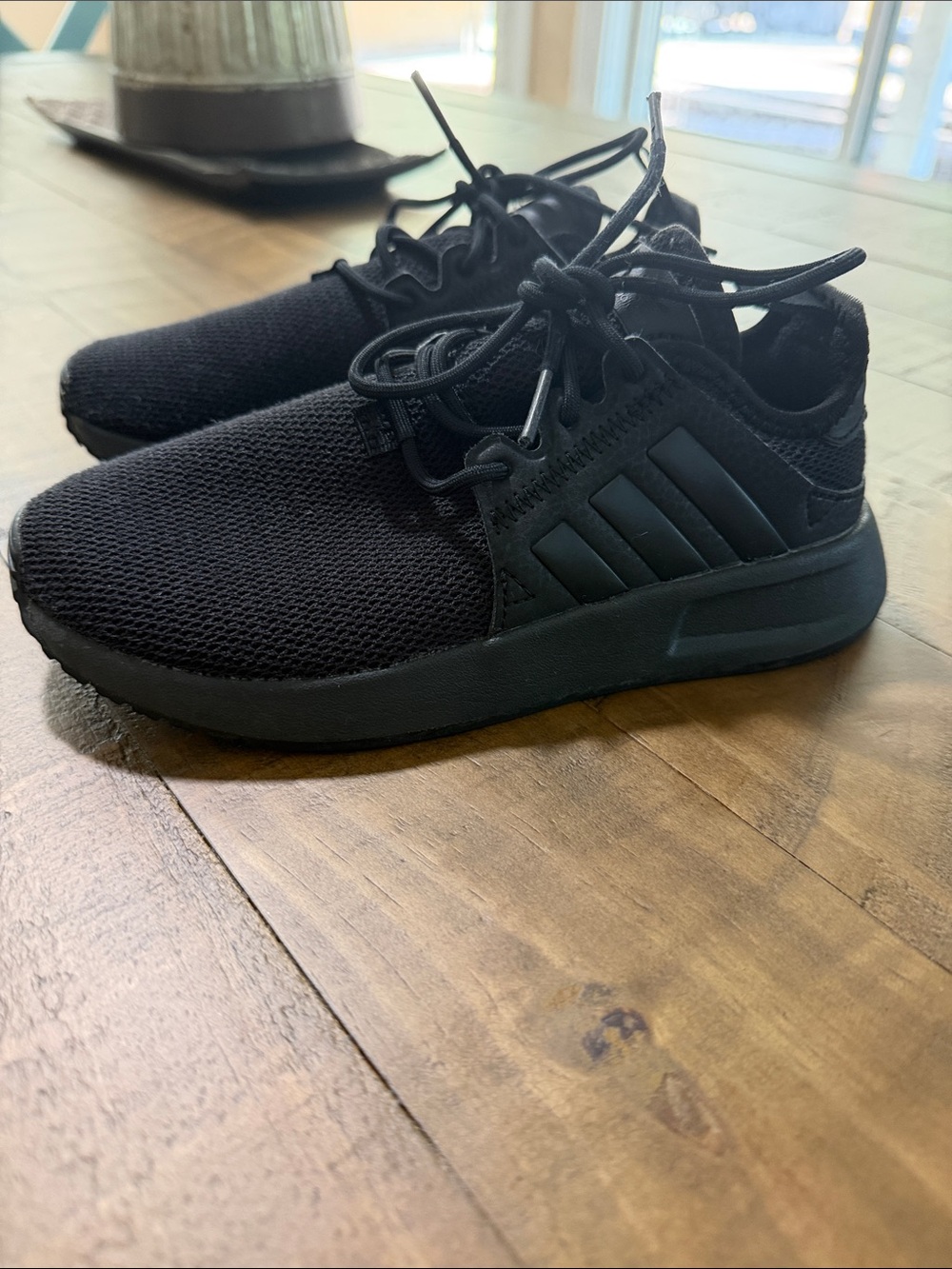 adidas Kids All-Black Knit Lace-Up Sneakers